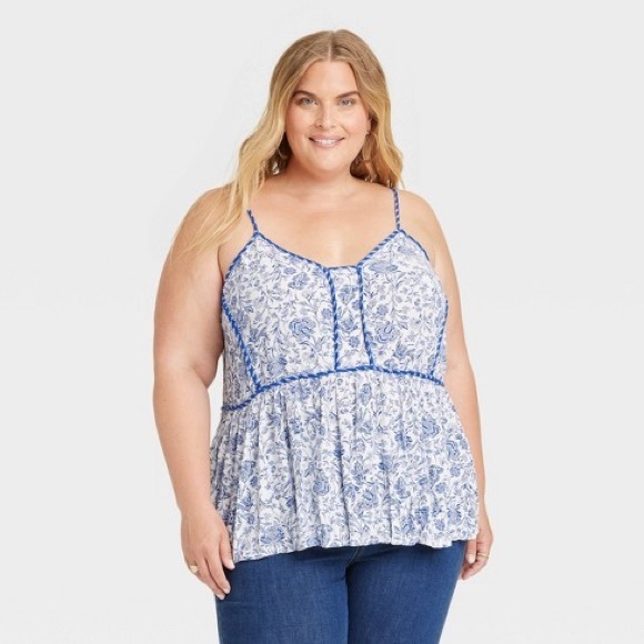 Knox Rose Blue Floral Flowy Tank Top - Picture 4 of 6